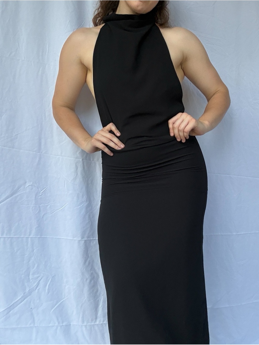 Musera Black Halter Open Back Maxi Dress – Women’s XS – New With Tags